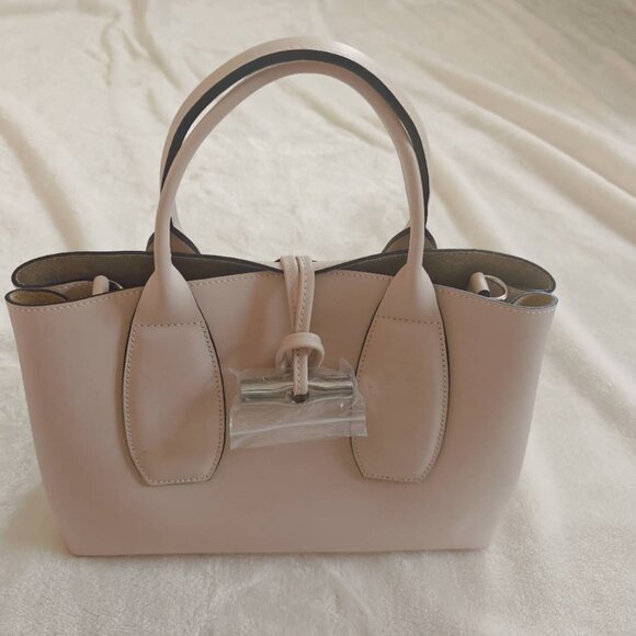 NWT LONGCHAMP ROSEAU M HANDBAG Ecru Leather - Picture 5 of 10